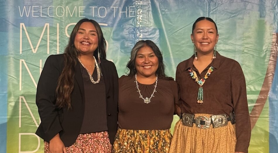 Shandiin Herrera with two women at the 74th Annual Miss Navajo Nation Pageant